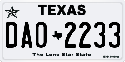 TX license plate DAO2233