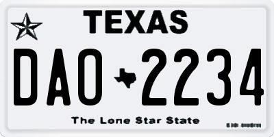 TX license plate DAO2234