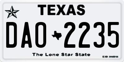 TX license plate DAO2235