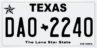 TX license plate DAO2240