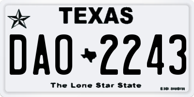 TX license plate DAO2243