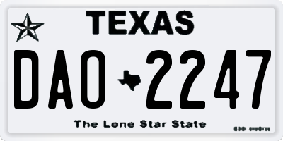 TX license plate DAO2247