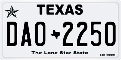 TX license plate DAO2250