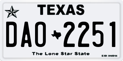 TX license plate DAO2251