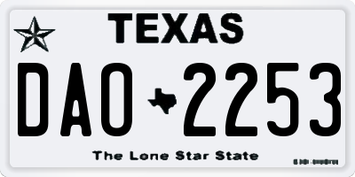 TX license plate DAO2253