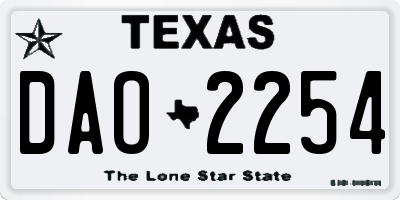 TX license plate DAO2254