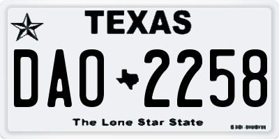 TX license plate DAO2258