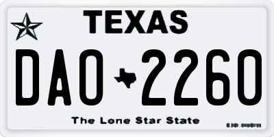 TX license plate DAO2260