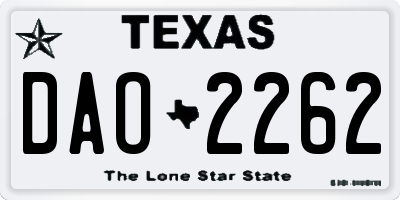 TX license plate DAO2262
