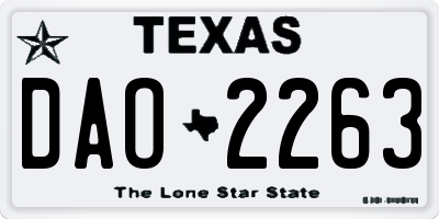TX license plate DAO2263