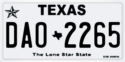 TX license plate DAO2265