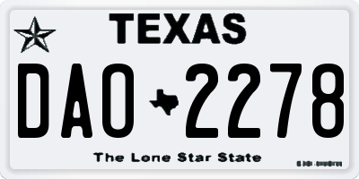 TX license plate DAO2278
