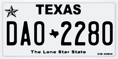 TX license plate DAO2280