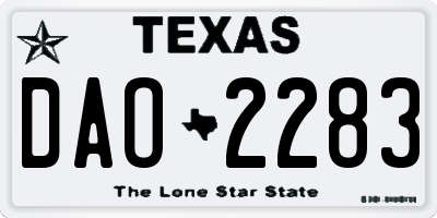 TX license plate DAO2283