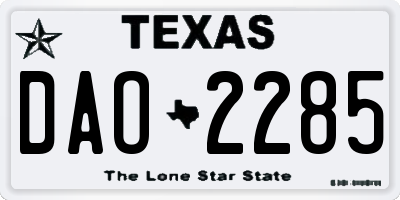 TX license plate DAO2285
