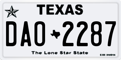TX license plate DAO2287