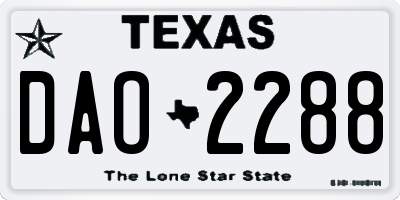 TX license plate DAO2288