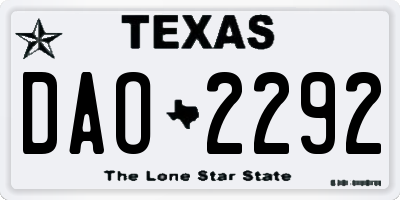 TX license plate DAO2292
