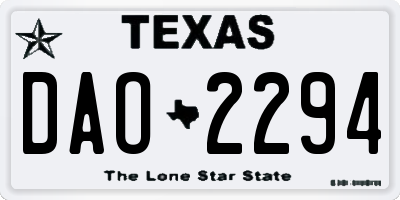 TX license plate DAO2294