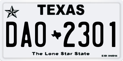 TX license plate DAO2301