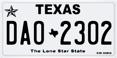TX license plate DAO2302