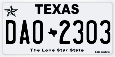 TX license plate DAO2303