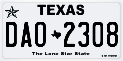 TX license plate DAO2308
