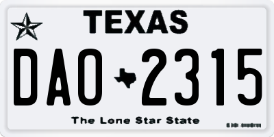 TX license plate DAO2315