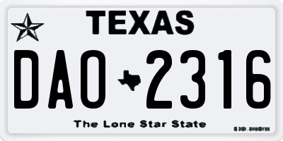 TX license plate DAO2316