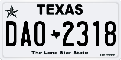 TX license plate DAO2318