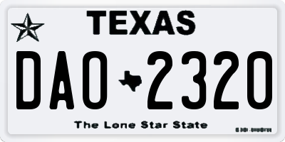 TX license plate DAO2320