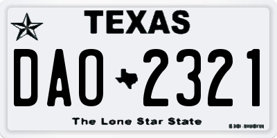 TX license plate DAO2321