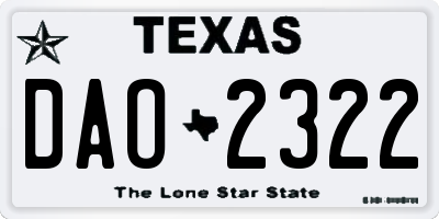 TX license plate DAO2322