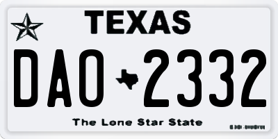TX license plate DAO2332