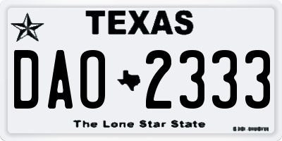 TX license plate DAO2333