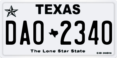 TX license plate DAO2340