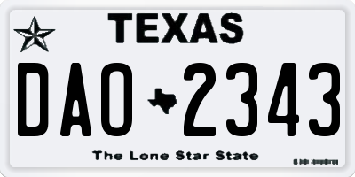 TX license plate DAO2343