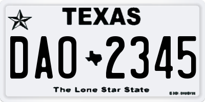 TX license plate DAO2345