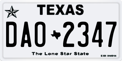 TX license plate DAO2347