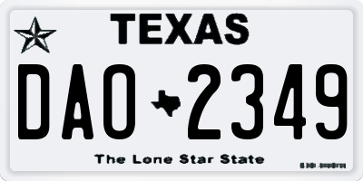 TX license plate DAO2349