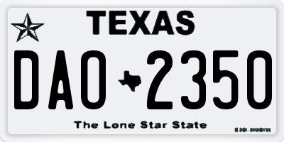 TX license plate DAO2350