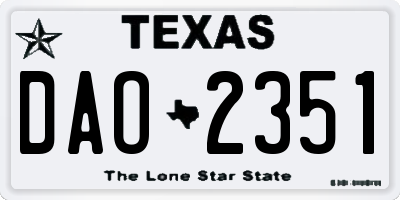 TX license plate DAO2351