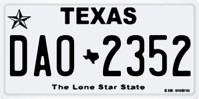 TX license plate DAO2352