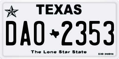 TX license plate DAO2353