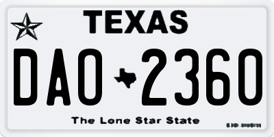 TX license plate DAO2360