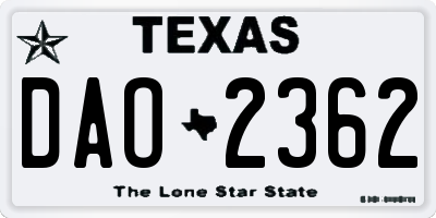 TX license plate DAO2362