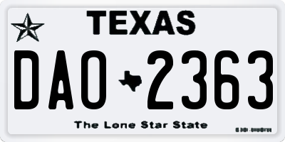 TX license plate DAO2363