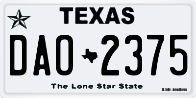 TX license plate DAO2375