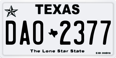 TX license plate DAO2377