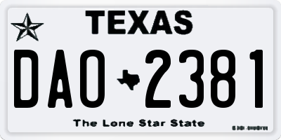TX license plate DAO2381